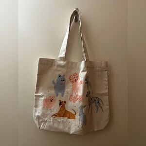 New Dog Print Canvas Tote Bag